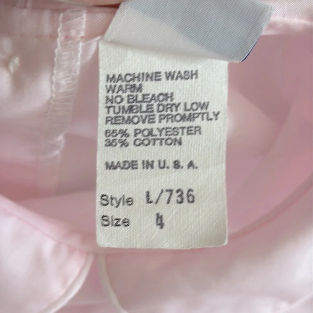 {VTG} Bryan | 70s 80s Peter Pan Collar Puff Sleeve Heirloom Dress L/736 Pink (4) - Picture 8 of 16